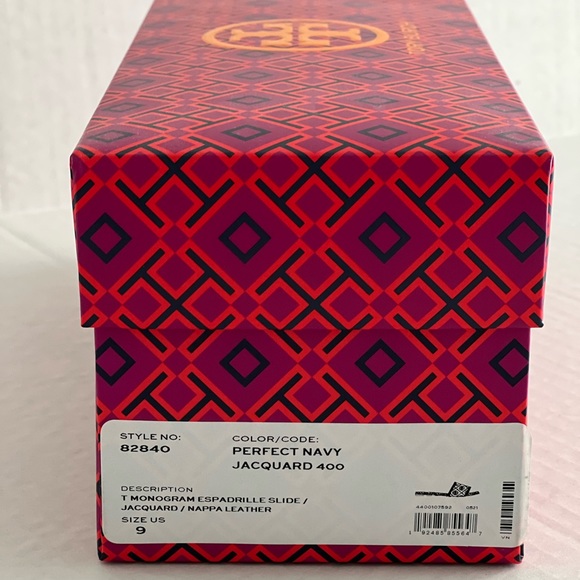 Tory Burch T Monogram Jaquard Canvas-leather espadrille slides - Picture 5 of 9